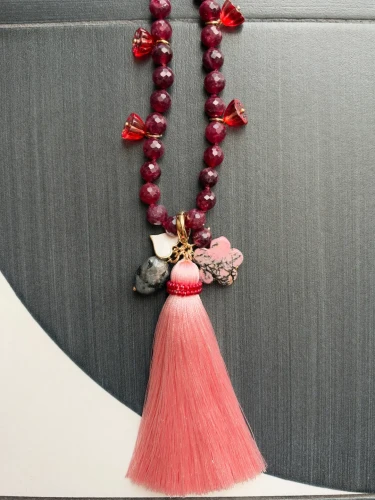 Long Rubellite Tassel Necklace