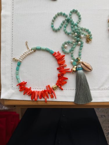 Coral Branch Statement Necklace with Amazonite