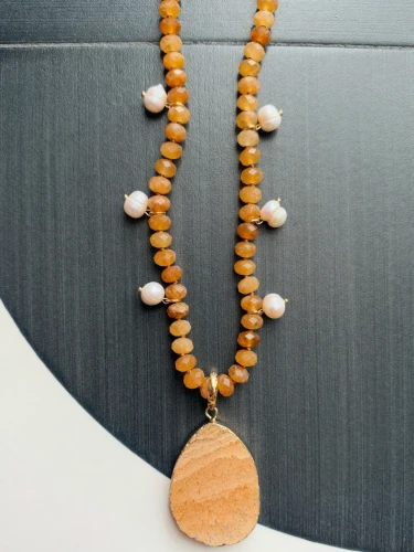Citrine Necklace with Jasper Pendant